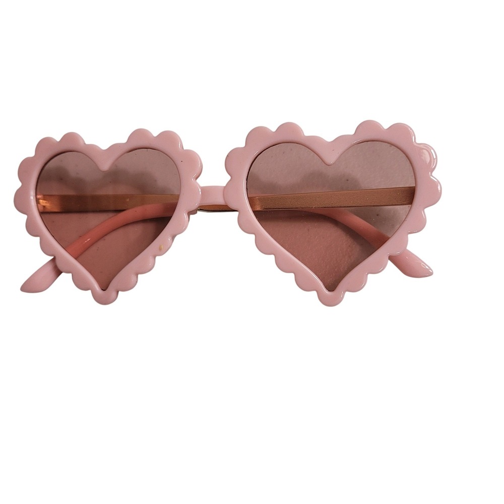 Unbranded Heart Sunglasses Kids OS Pink Scalloped Retro Novelty Shades